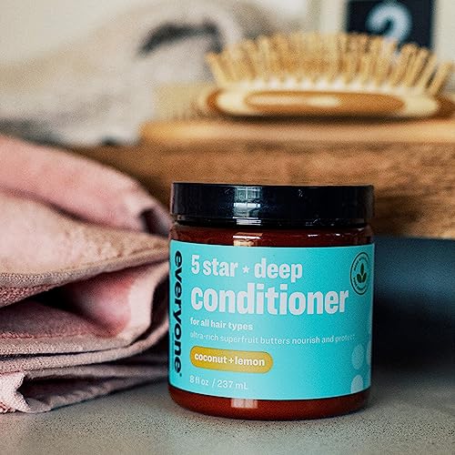 Everyone Hair Care 5 Star Deep Conditioner - Coconut & Lemon, 8 fl oz Bottle, Hair Mask for Dry Damaged Hair, Leave in Conditioner for Moisturizing Treatment, Sulfate Free & Paraben Free