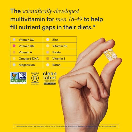 Ritual Multivitamin for Men 18+ with Zinc, Vitamin A and D3 for Immune Function Support*, Omega-3 DHA, B12, K2, Gluten Free, Non-GMO, Vegan, Mint Essenced, 30 Day Supply