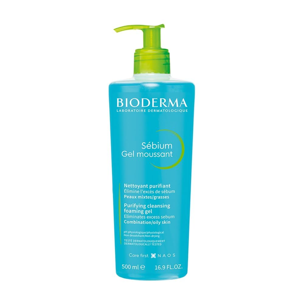 Bioderma - Sébium - Foaming Gel Pump - Cleansing and Make-Up Removing - Skin Purifying - for Combination to Oily Skin 16.91 Fl Oz (Pack of 1)