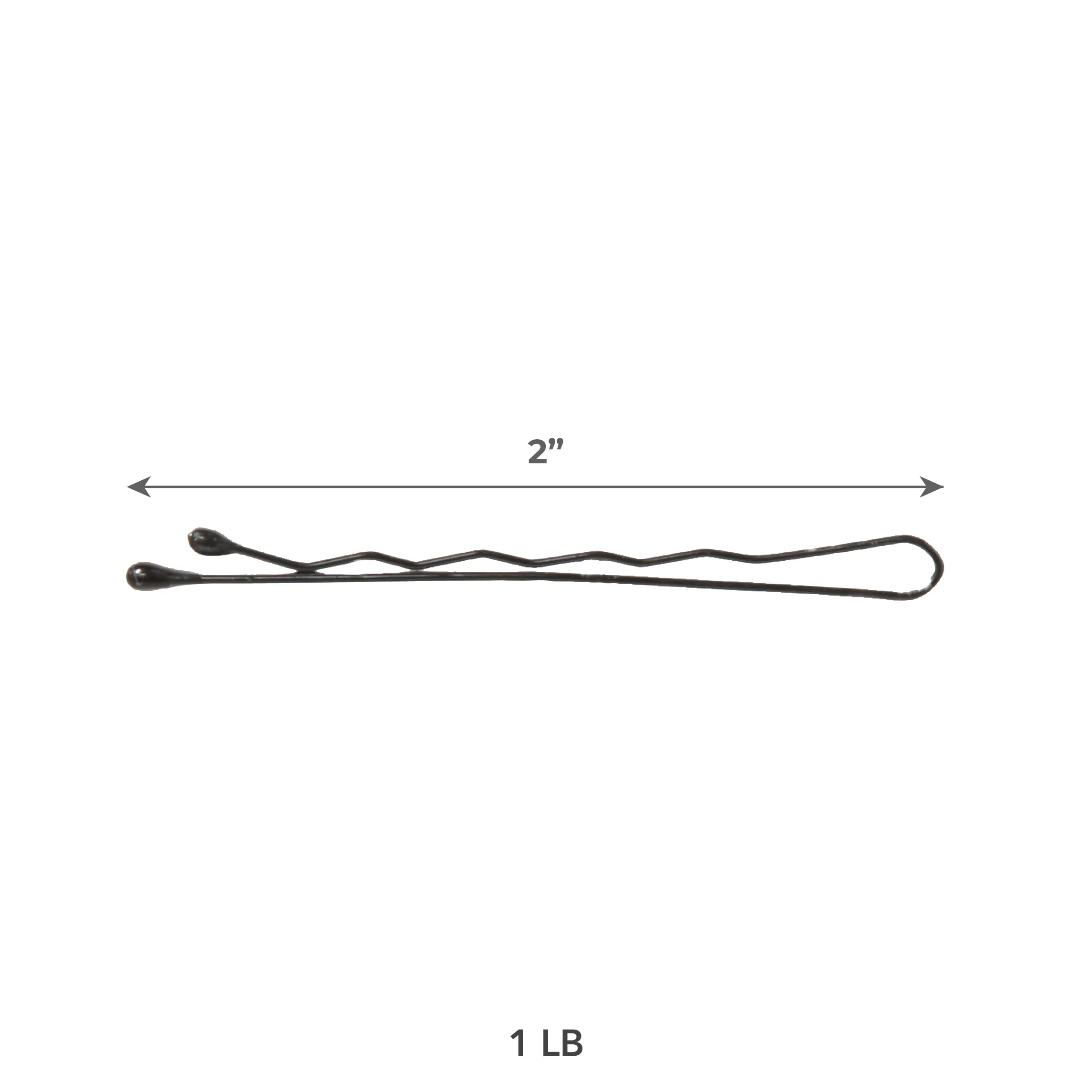 ForPro Bobby Pins, Black, Ball-Tipped, Crimped, Non-Slip, Non-Damaging, 2ââ‚¬Â L, 1 Lb.