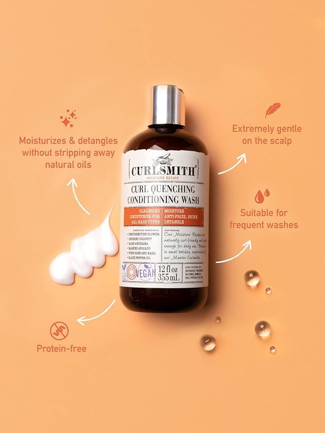 CURLSMITH - Curl Quenching Conditioning Wash - Vegan Cowash 2 in 1 Conditioner and Shampoo for Wavy, Curly and Coily Hair (3oz)