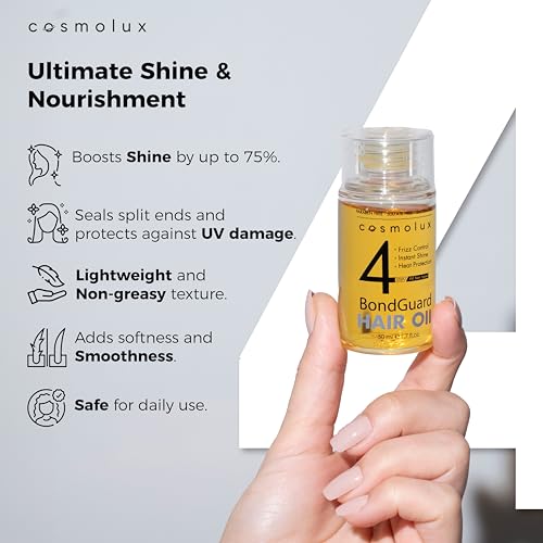 Cosmolux BondGuard Bonding Oil, Heat Protectant & Repair Oil for Damaged, Color-Treated & Frizzy Hair, Adds Shine & Tames Frizz, Lightweight & Vegan - 1.7 fl oz (50 mL)