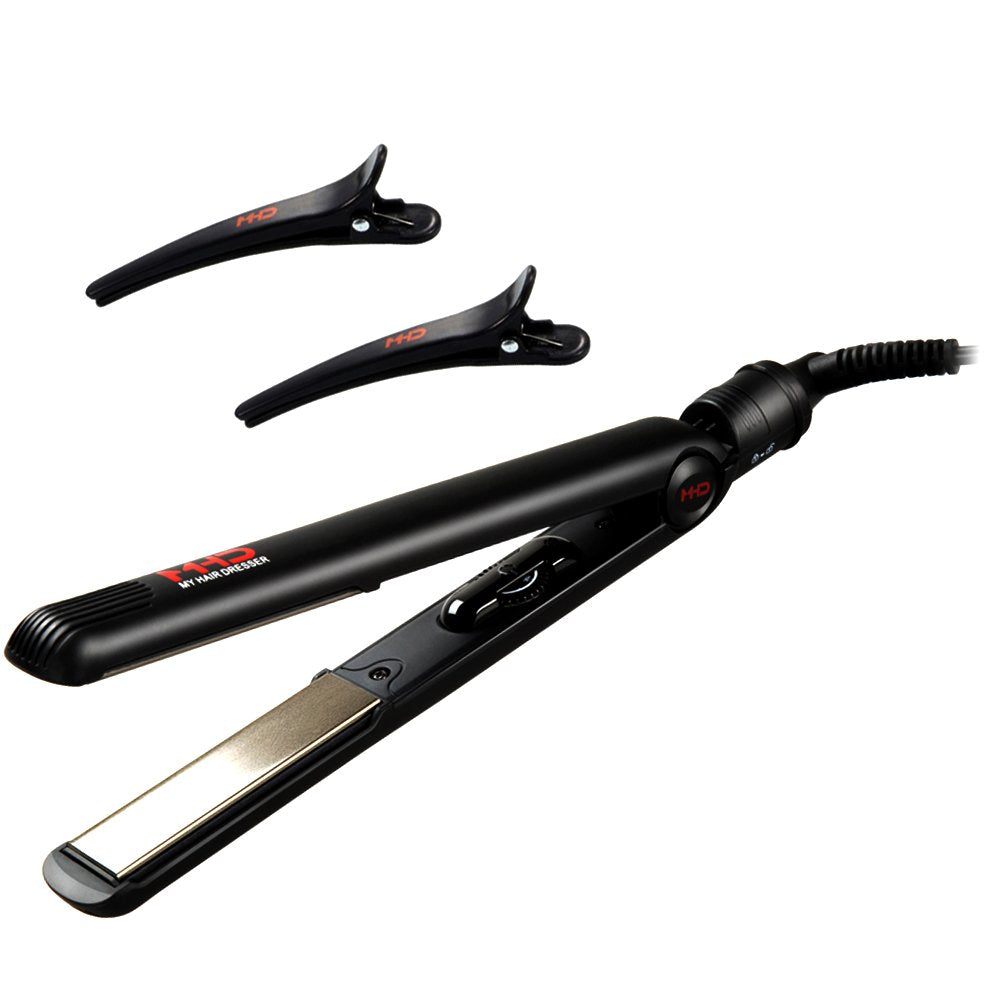 Mhd 1 Inch Profesional Titanium Floating Plate Hair Flat Iron Negative Ionic Technology Straightening Iron Plus 2 X Free Salon Clips