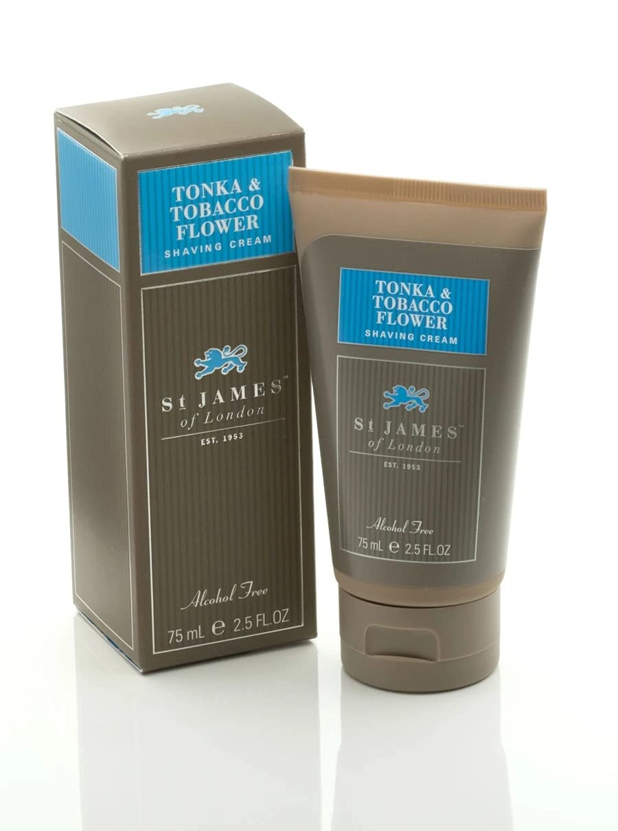 St James of London Tonka & Tobacco Flower Shave Cream Travel Tube