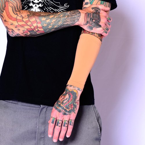 Tat2X Ink Armor Premium Forearm 9 Tattoo Cover Up Sleeve - No Slip Gripper - U.S. Made - Light - ML