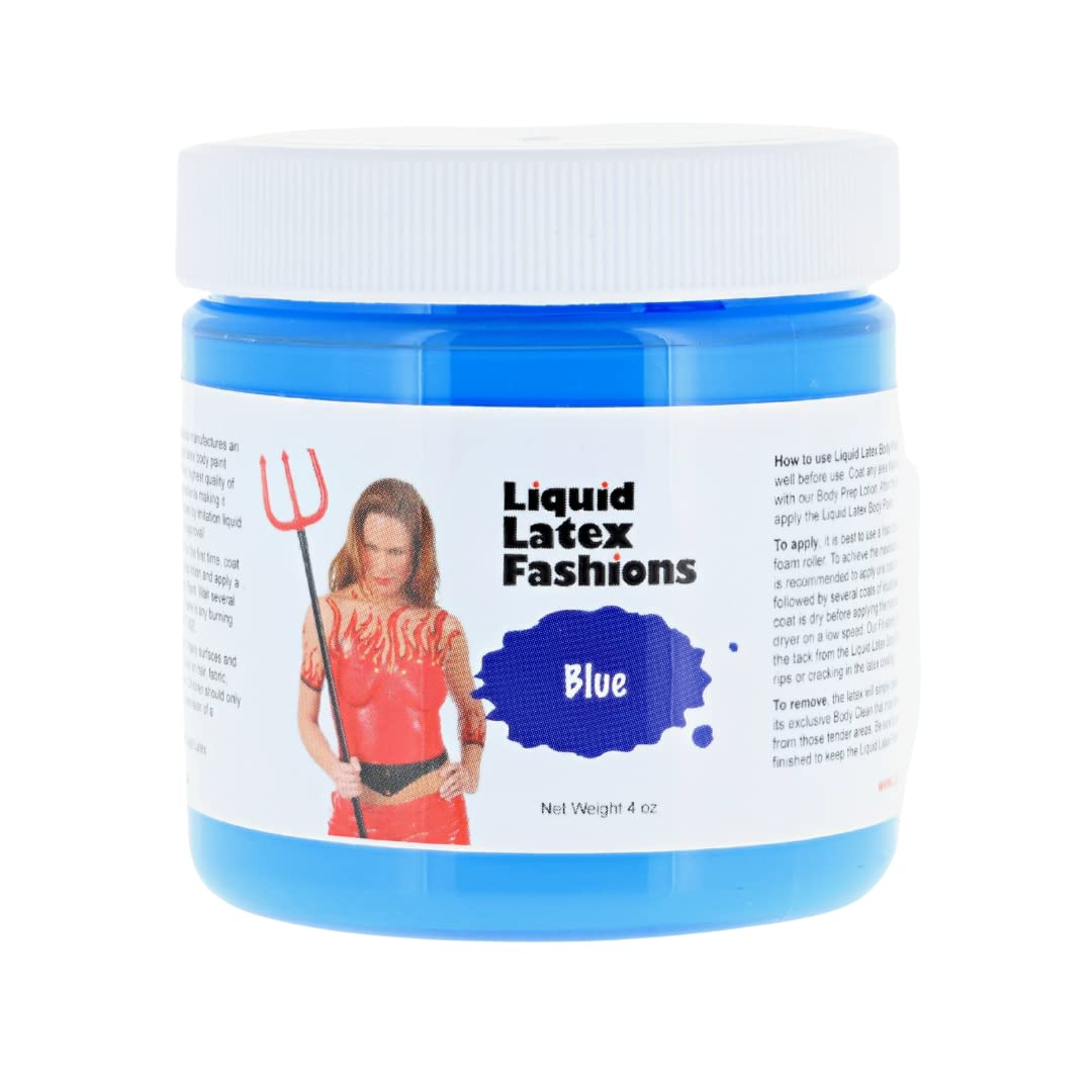 4 Ounce Liquid Latex Blue Body Paint - Easy to Peel off Liquid Latex for Nails!