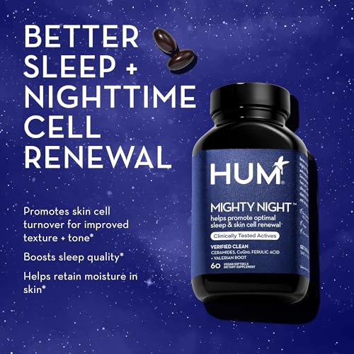 HUM Mighty Night - Nighttime Supplement for Skin + CoQ10 & Ferulic Acid to Promote Skin Cell Turnover - Overnight Beauty Vitamins for Women (60-Count)