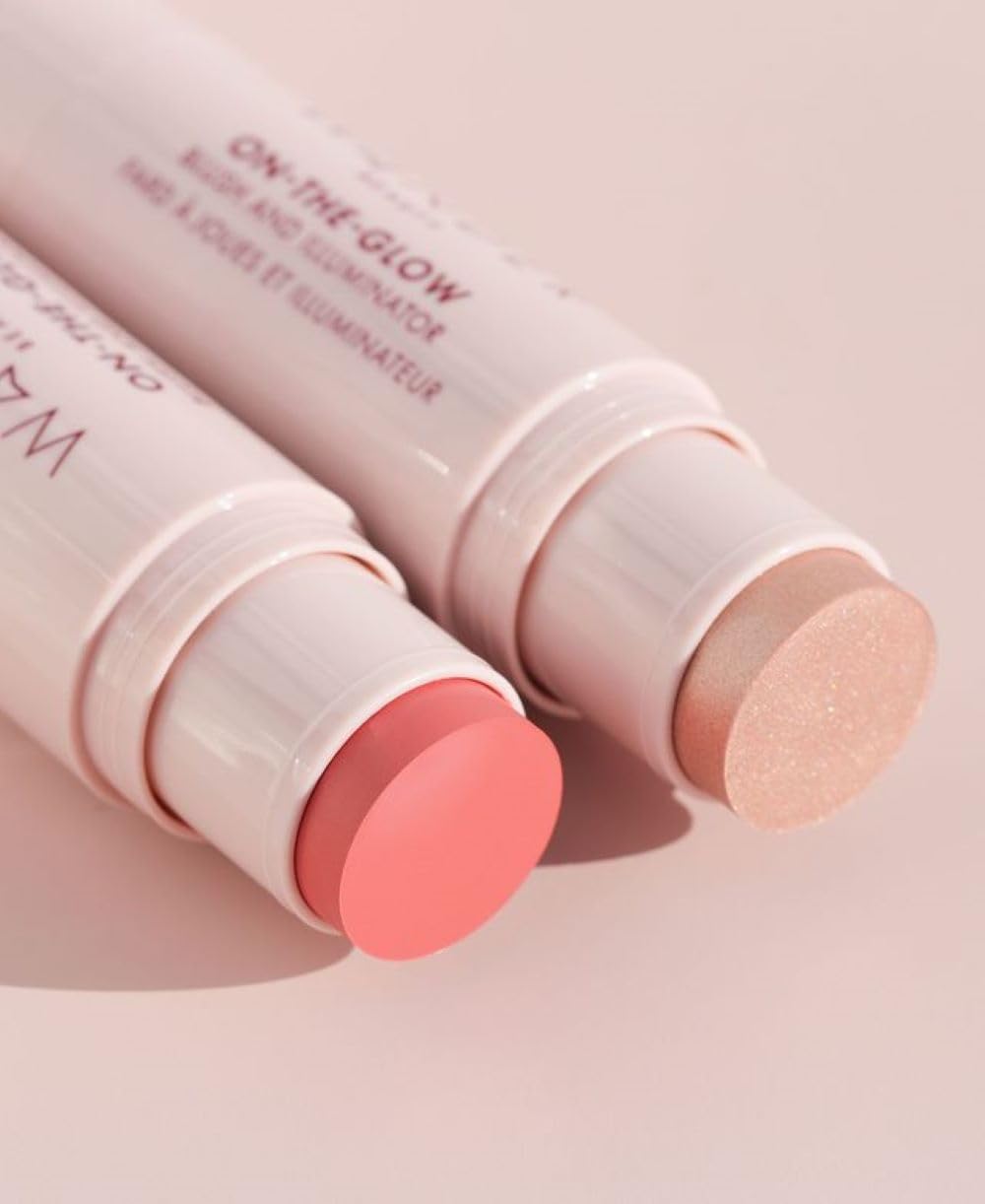 Wander Beauty On-the-Glow Blush and Illuminator - Coral Rose/Nude Glow - 7-in-1 Hydrating Cream Blush & Highlighting Stick - Stick Blush for Cheeks, Lip, & Body - Highlighter Makeup & Blush - 0.4 oz