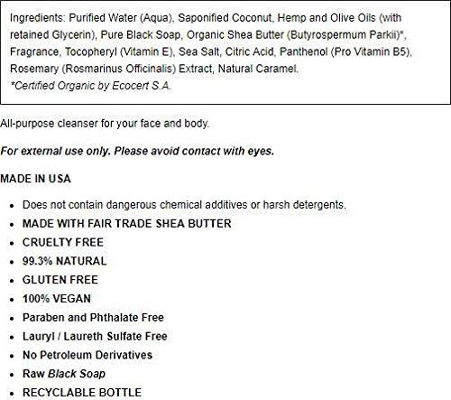 Dr. Woods Raw Black Moisturizing Liquid Castile Soap with Organic Shea Butter, 16 Ounce