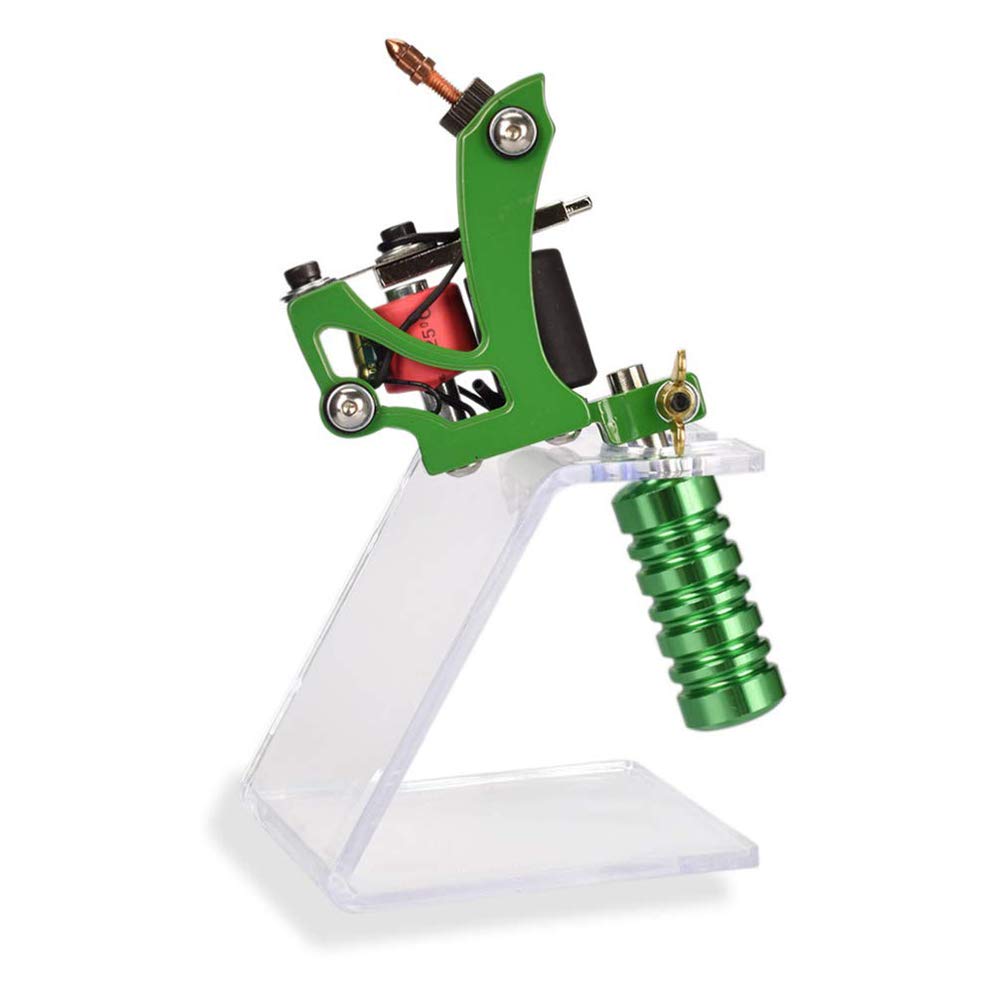 1PC Tattoo Gun Holder Tattoo Machine Stand Clear Acrylic Coil Tattoo Machine Holder Rack Stand Display Shelf Best for Salon Personal Use (hole)