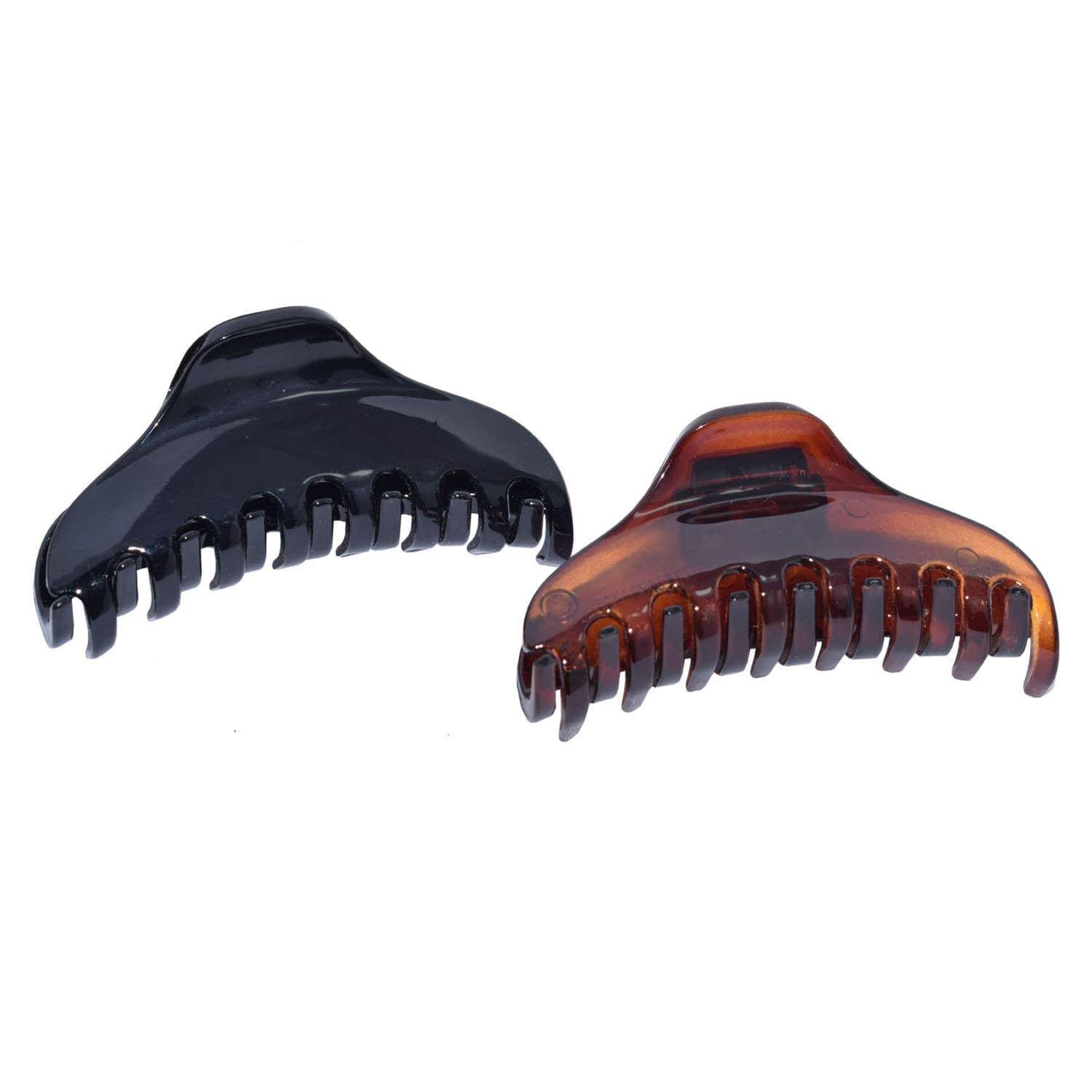 Parcelona France Skinny Boss Small 2 1/4 Black N Shell Covered Spring Jaw Hair Claw Clip for Fine Hair with Very Tight Grip Made in France