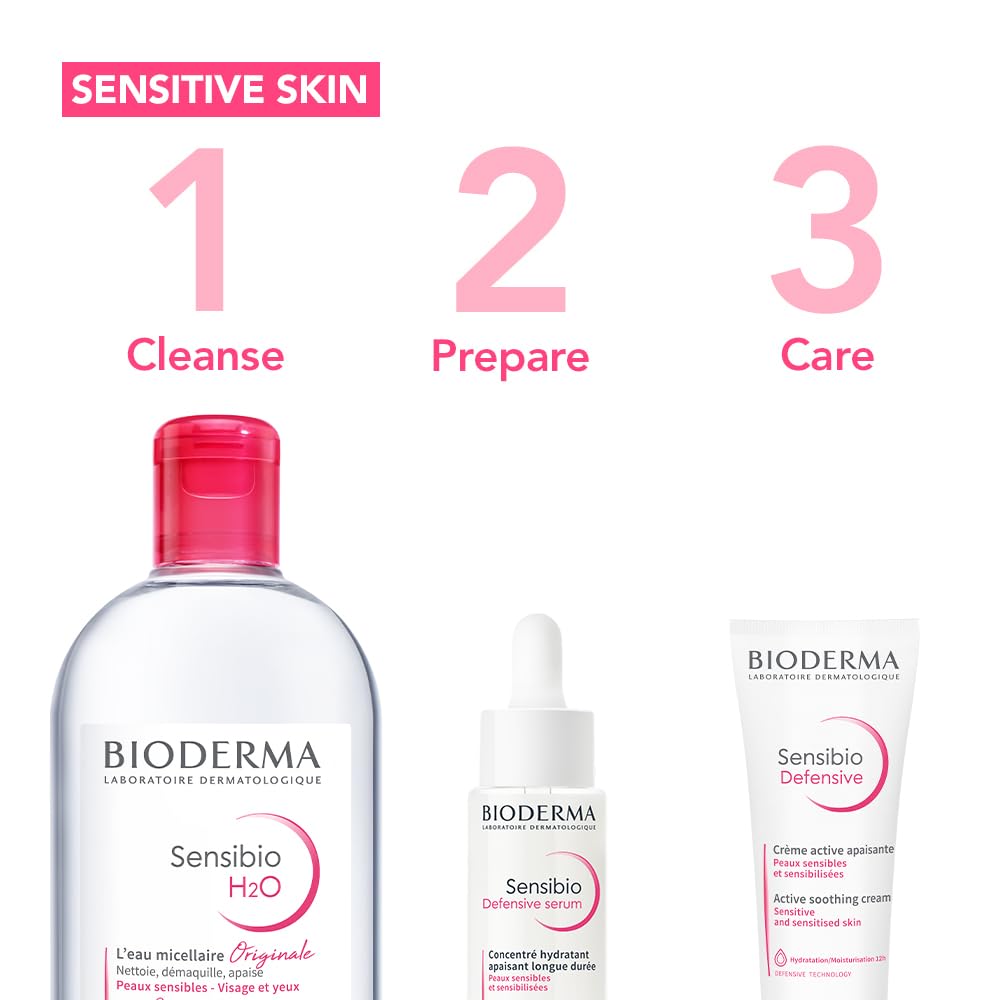 Bioderma Sensibio H2O Micellar Water Pump, Makeup Remover Cleanser, Gentle for Skin, Fragrance-Free & Alcohol-Free, Gentle Face Cleanser for Sensitive Skin, 16.9 Fl Oz