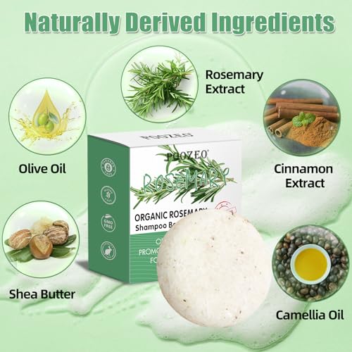 2 Pack Rosemary Hair Shampoo Bar,Deep Cleansing for Scalp Hair Loss Shampoo Soap,Organic Shampoo Oil Control,Solid Shampoo Bar for Hair Growth, Refreshing and Hydrating Bar for Mothers Day Gifts