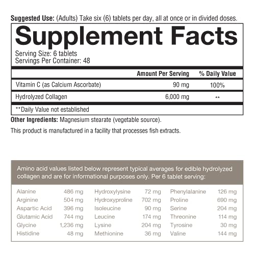 Youtheory Advanced Collagen - 6,000 mg Collagen - with Vitamin C - for Hair, Skin & Nails* - Collagen Supplements for Women and Men - 290 Tablets