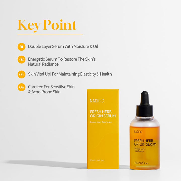 NACIFIC Fresh Herb Origin Facial Serum 1.69fl.oz 50ml Essence with Vitamin B, Vitamin C and botanical oil Essence Radiance Skin's moisture barrier Korean skincare for All skin types