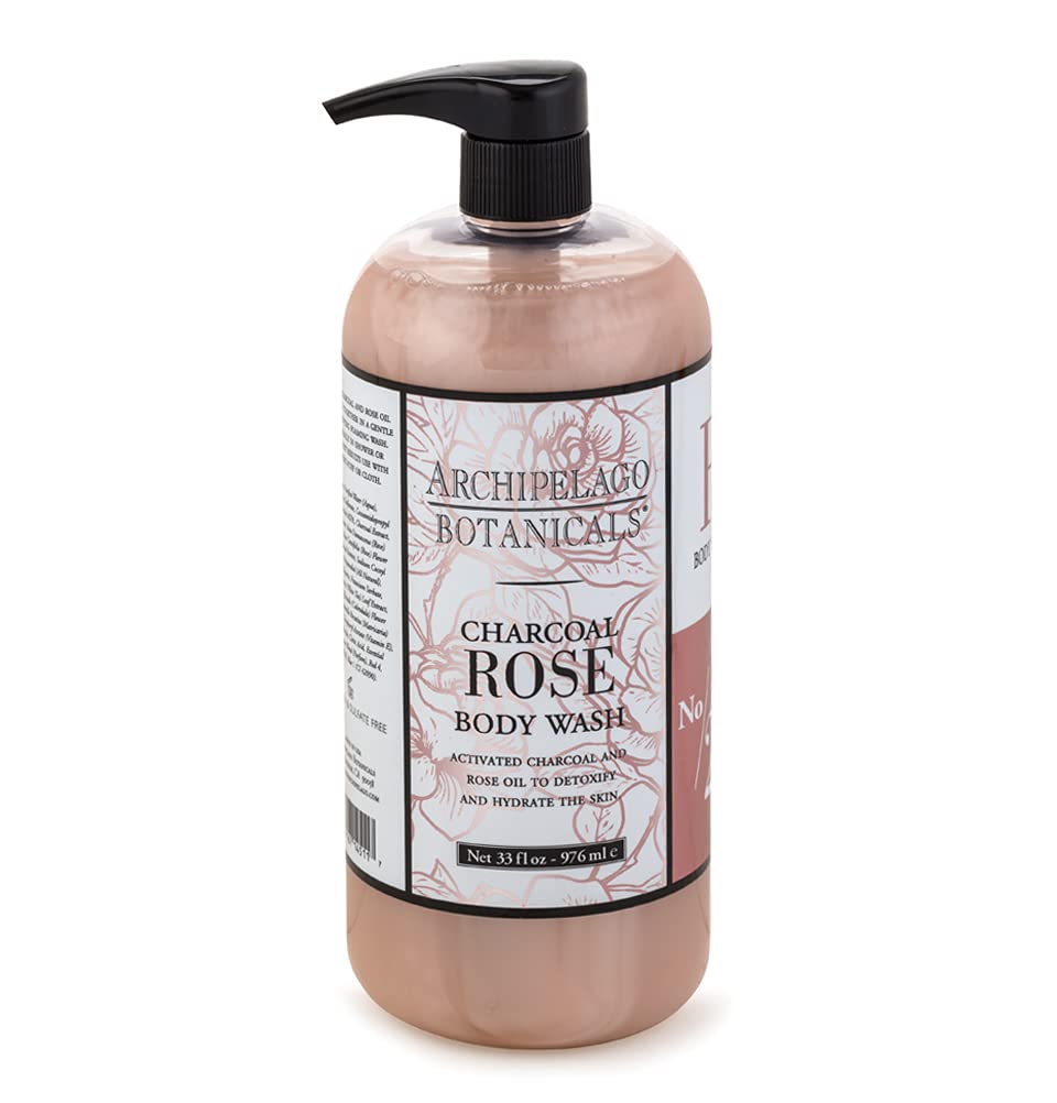 Archipelago Botanicals Charcoal Rose Body Wash, 33 Fl Oz