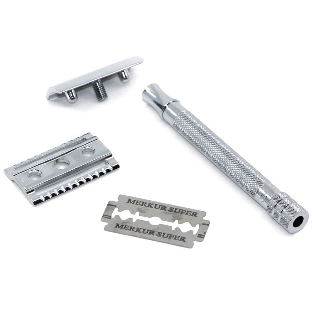 Merkur Long Handled Safety Razor, 1 Count, Silver