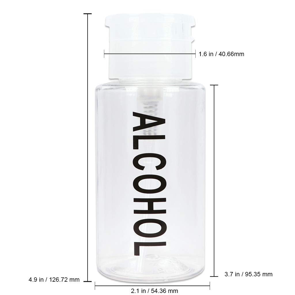 Beauticom Push Down Alcohol Dispenser- Clear Bottle- Labeled - 6 Oz Bottle