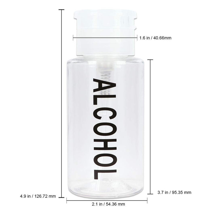Beauticom Push Down Alcohol Dispenser- Clear Bottle- Labeled - 6 Oz Bottle