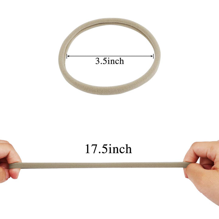 XIMA 40 Pack Nylon Headband,Newborn DIY Headband Soft Elastic Hairbands for Baby Girls Infant Toddlers Kids(Tan-40pcs)