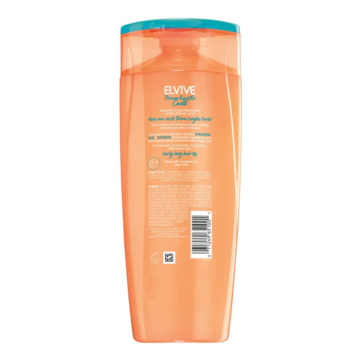L’Oréal Paris Elvive Dream Lengths Curls Moisture Push Shampoo, Paraben-Free Curly Hair Shampoo with Hyaluronic Acid and Castor Oil, 12.6 Fl Oz