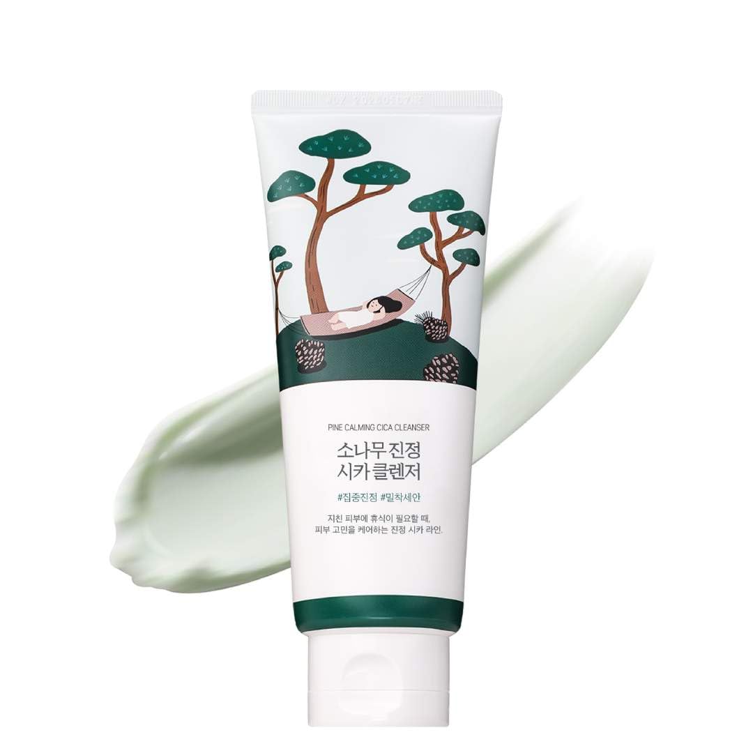 ROUND LAB Pine Calming Cica Cleanser 5.07 Fl Oz, Refreshing Face Wash for Acne-Prone Skin, Gentle Foam Facial Cleanser for Deep Cleansing and Pore Care, Suitable for Sensitive Skin, Korean Skin Care