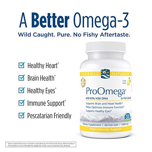 Nordic Naturals ProOmega in Fish Gelatin, Lemon Flavor - 60 Soft Gels - 1280 mg Omega-3 - High Potency Fish Oil - EPA & DHA - Promotes Brain, Eye, Heart, & Immune Health - Non-GMO - 30 Servings