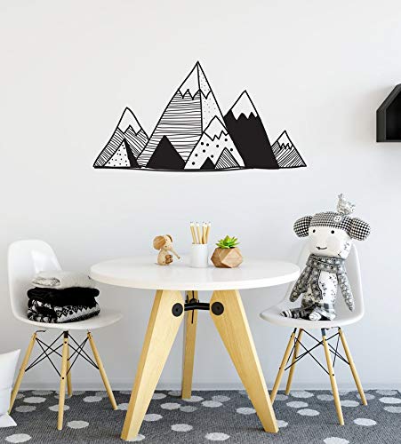 Mountains Vinyl Wall Sticker Art Geometric Decoration for Home Decal Nursery Design Kids Boy Girl Playroom Bedroom Decor YMX42 (Black, 80x42CM)