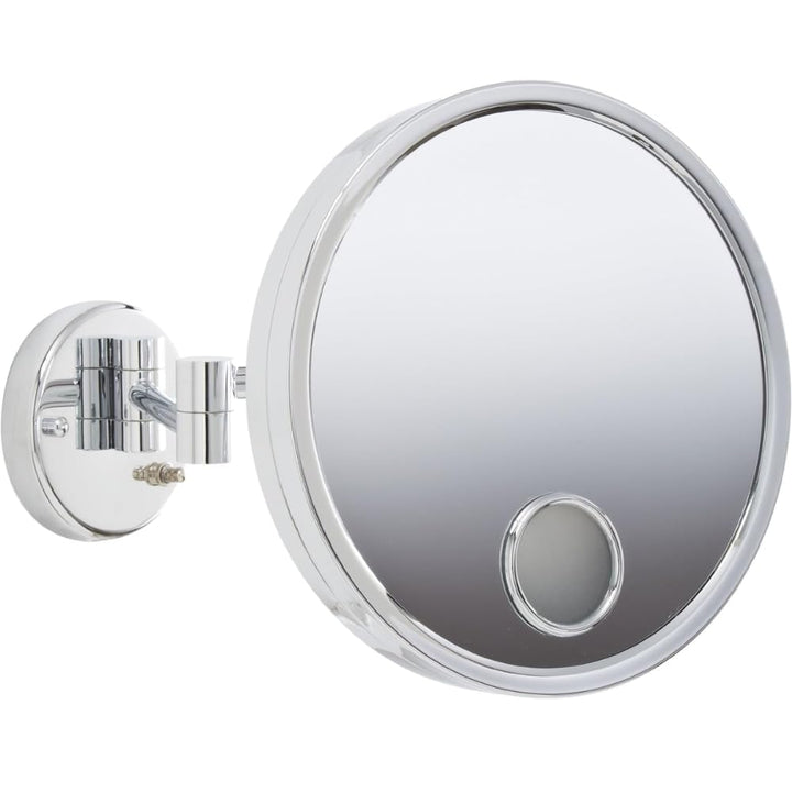 Jerdon JD7C 9-Inch Euro Style Lighted Wall Mount Makeup Mirror with 3X Magnification and Spot Mirror, Chrome Finish