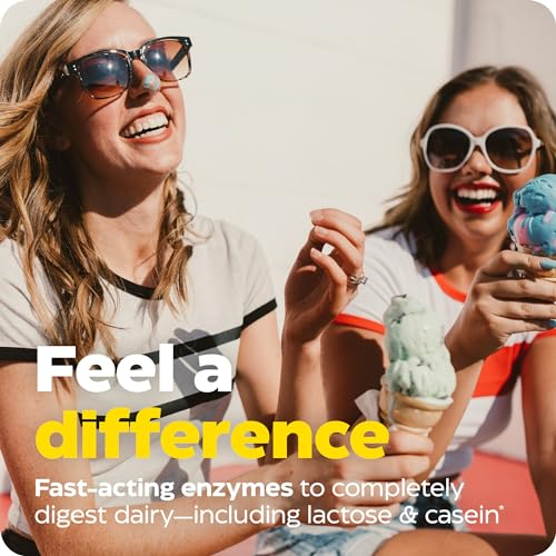 Enzymedica Lacto, Digestive Enzymes for Complete Dairy Digestion, Offers Fast-Acting Gas & Bloating Relief, Standard Packaging, 30 Count