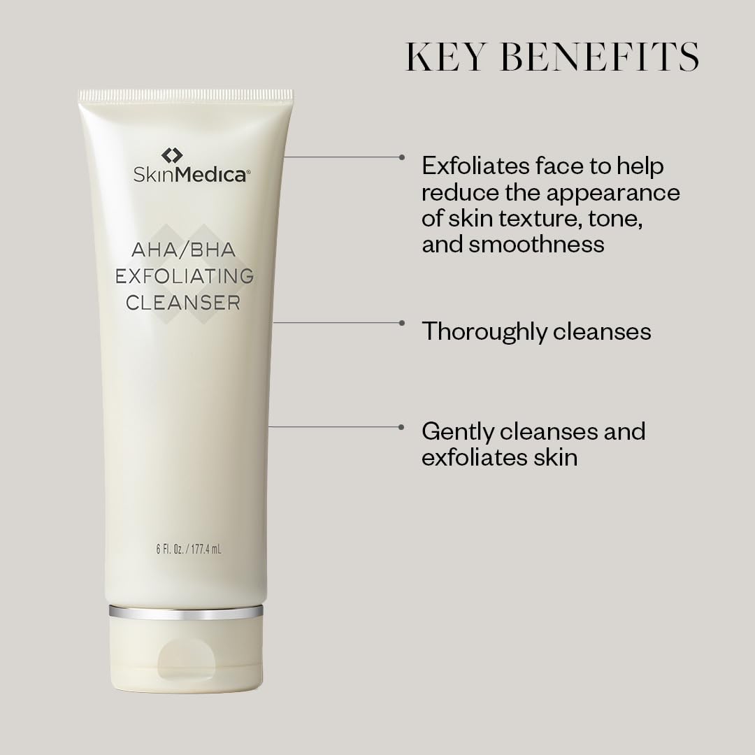SkinMedica AHA/BHA Exfoliating Cleanser - Gently Scrub Away Dead Skin with Exfoliating Face Wash Cleanser, Improving the Appearance of Skin Tone and Texture, 6 Fl Oz