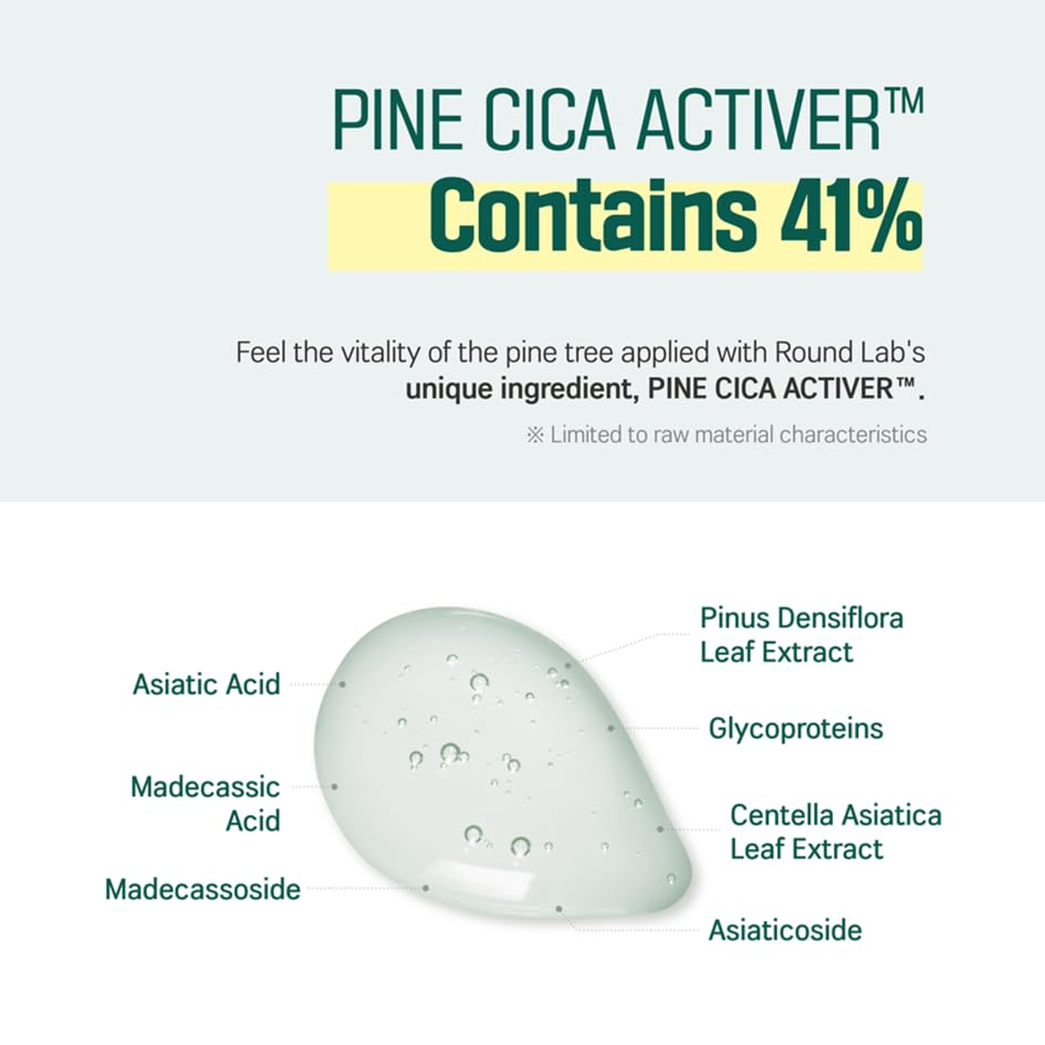 ROUND LAB Pine Calming Cica Toner 8.45 Fl Oz, Low-Acidic Hydrating Toner for Face with Pine Cica, BHA + LHA, and Hyaluronic Acid for Soothing, Exfoliating, and Restoring Skin Balance, Korean Skincare