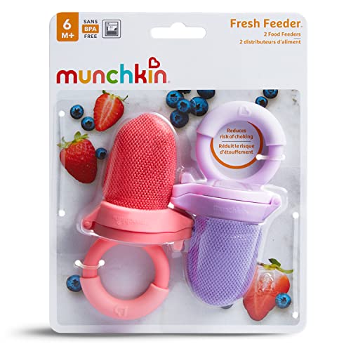 Munchkin Baby Feeder for Fresh Food and Fruit, 2 Pack, Coral/Purple