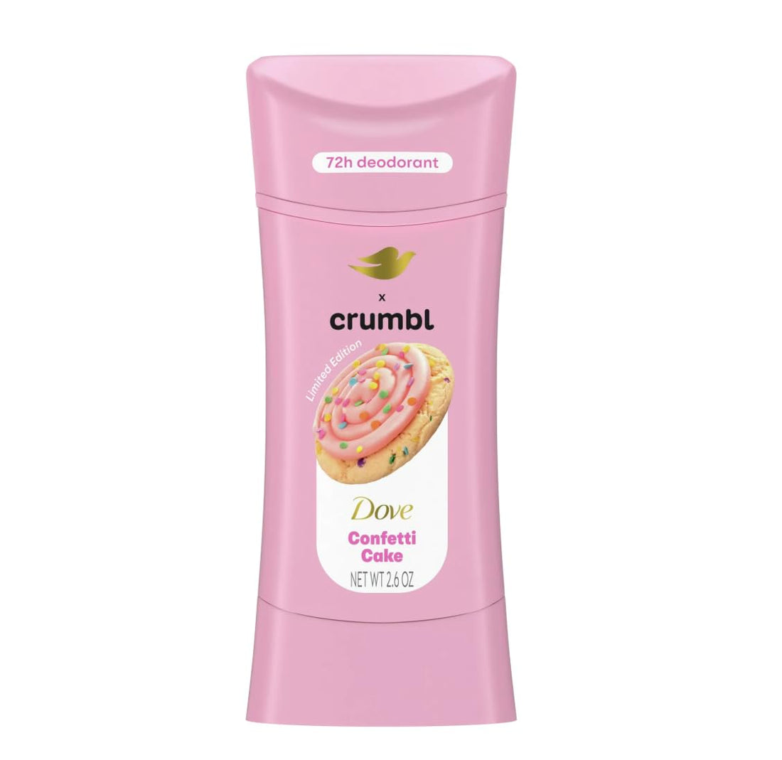 Dove x Crumbl 1 Pack Deodorant Stick Crumbl Confetti Cake Aluminum Free, 2.6 oz