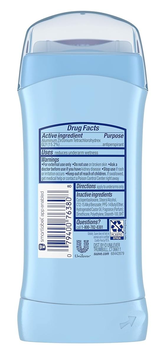 Suave Deodorant 2.6 Ounce 24Hr Powder Invisible Solid (76ml) (2 Pack)