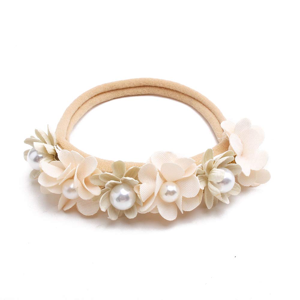 mligril Baby Girl Nylon Headbands Flower Hair Bows Accessories-Elastic Hair Band Crown Handmade FLoral Wraps Birthday Gifts for Girls Newborn Infant Toddler 3Pcs