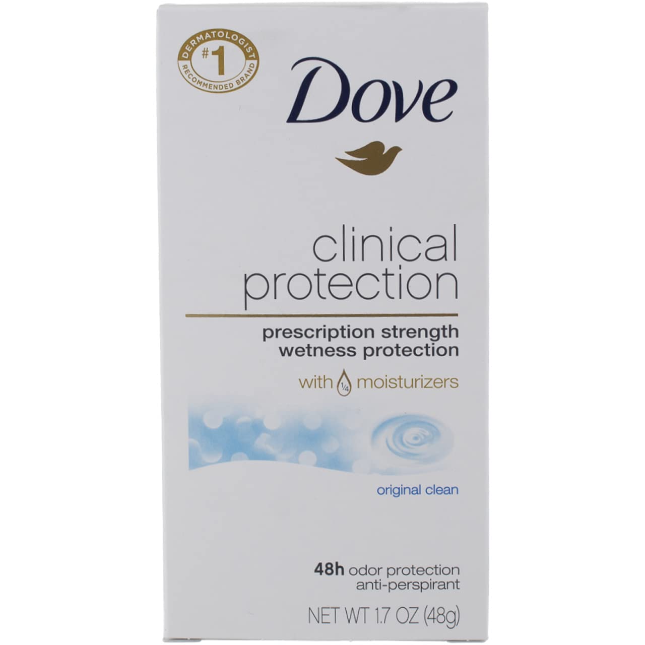 Dove Clinical Protection Antiperspirant/Deodorant, Original Clean, Stick, 1.7 Ounce (Pack of 2)