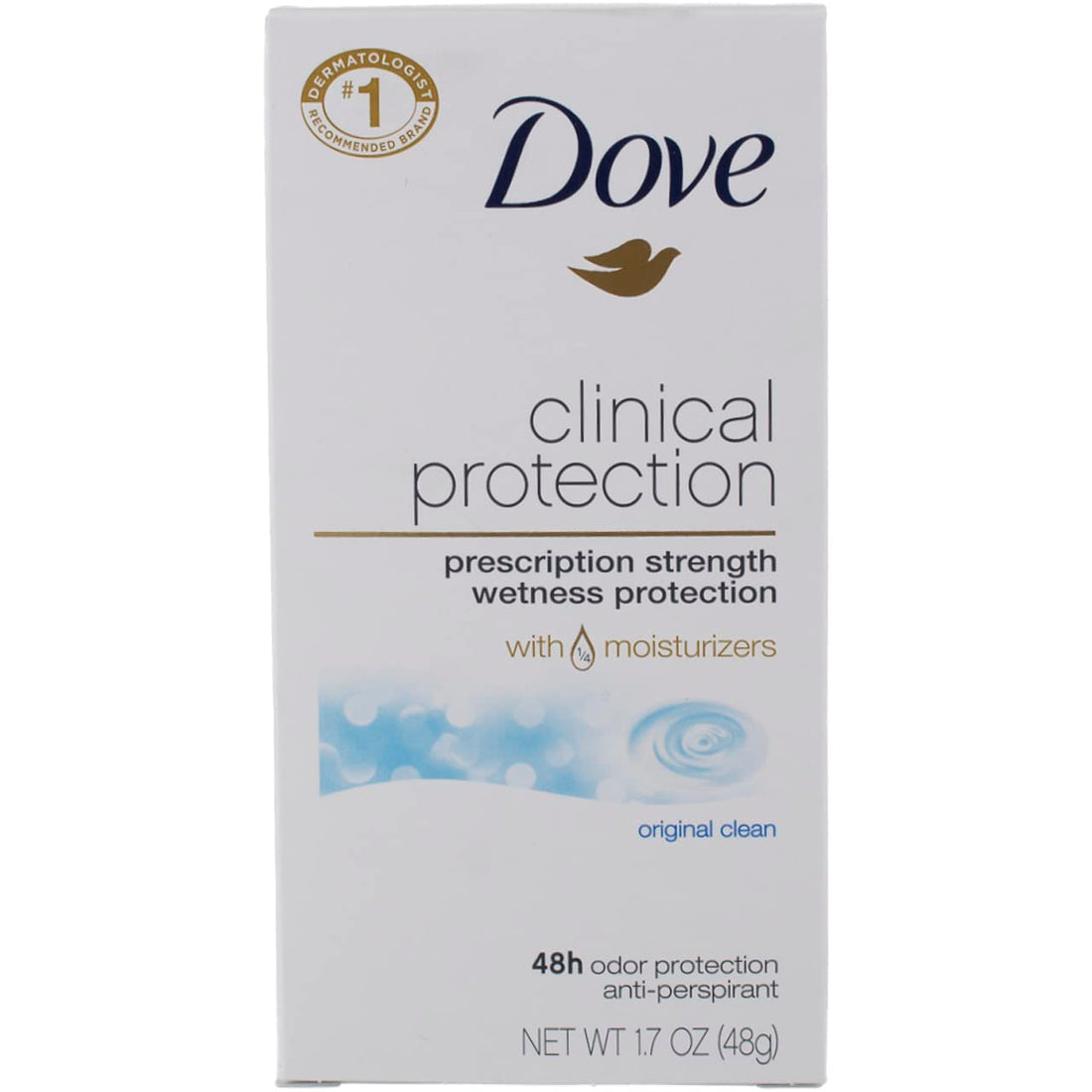 Dove Clinical Protection Antiperspirant/Deodorant, Original Clean, Stick, 1.7 Ounce (Pack of 2)