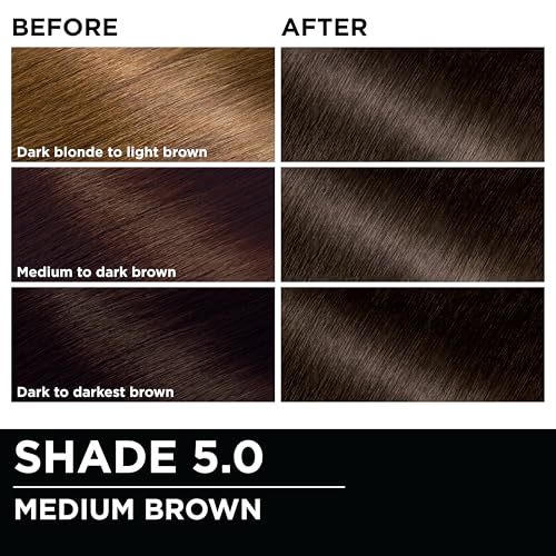 Garnier Hair Color Olia Ammonia-Free Brilliant Color Oil-Rich Permanent Hair Dye, 5.0 Medium Brown, 2 Count (Packaging May Vary)