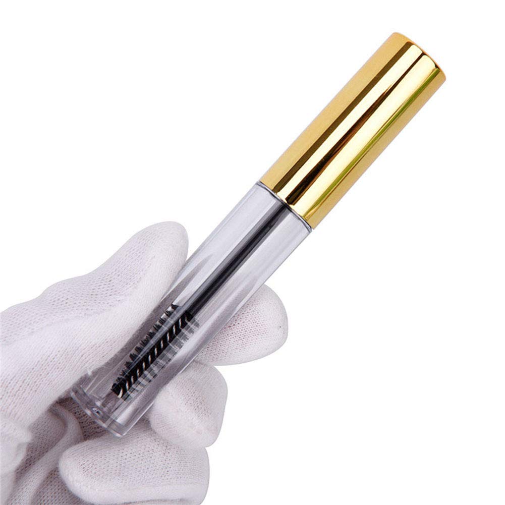 Ideal Swan 10ml Empty Mascara Tube Eyeliner Cream Container Bottle, Lip Gloss Bottle with 3 Piece Funnel & Rubber Inserts for Castor Oil Golden (Set 03)