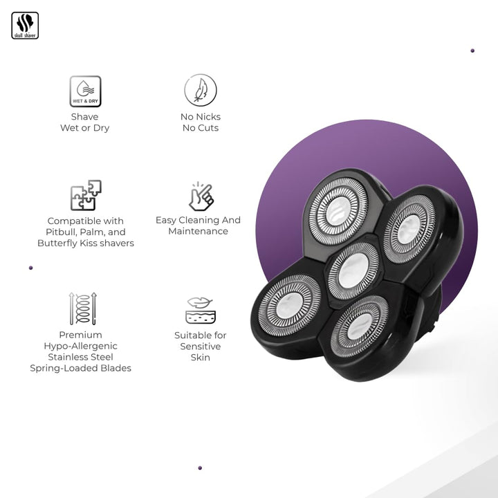 Skull Shaver Carver 5 Head Replacement Blade | Electric shaver replacement heads | For coarse/thick hair |