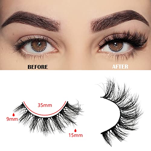 FARRED Cat Eye Lashes Short Natural Eyelashes 15mm Fluffy Wispy Strip Eyelash 14 Pairs Cute Natural Fake Lashes Packs Small Full Pestañas Set (F10 | 9-15mm)