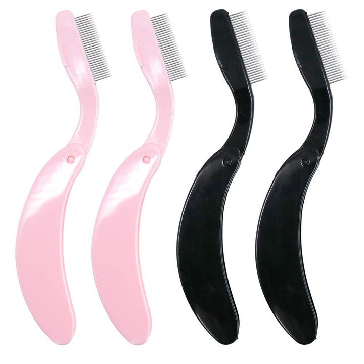 G2PLUS Folding Eyelash Comb, 3 PCS Eyebrow Comb Metal Teeth, Professional Tool for Define Lash & Brow