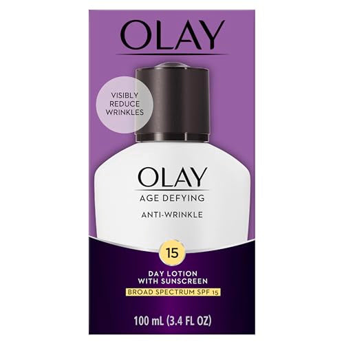 Olay Age Defying, Anti-Wrinkle Day Lotion with Sunscreen, SPF 15, 3.4 Oz. (Pack of 2) Packaging may Vary