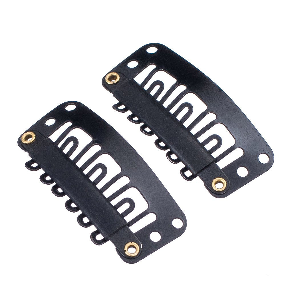 Black, General U Shape 6 Holes : SWACC 100 Pcs U Shape Metailic Snap Clips ins for Hair Extension Hairpiece DIY Snap-Comb Wig Clips with Rubber (Black, General U Shape 6 Holes)