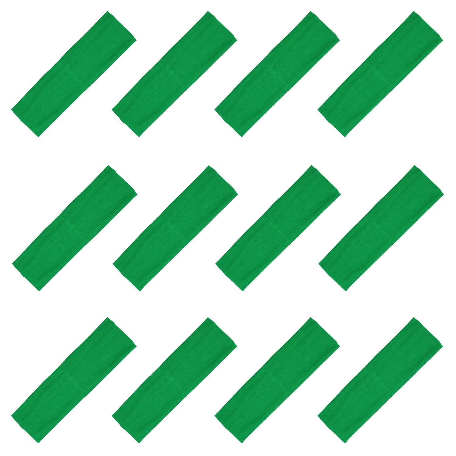 Kenz Laurenz Soft and Stretchy Elastic Cotton Headbands, (Pack of 12) - Green