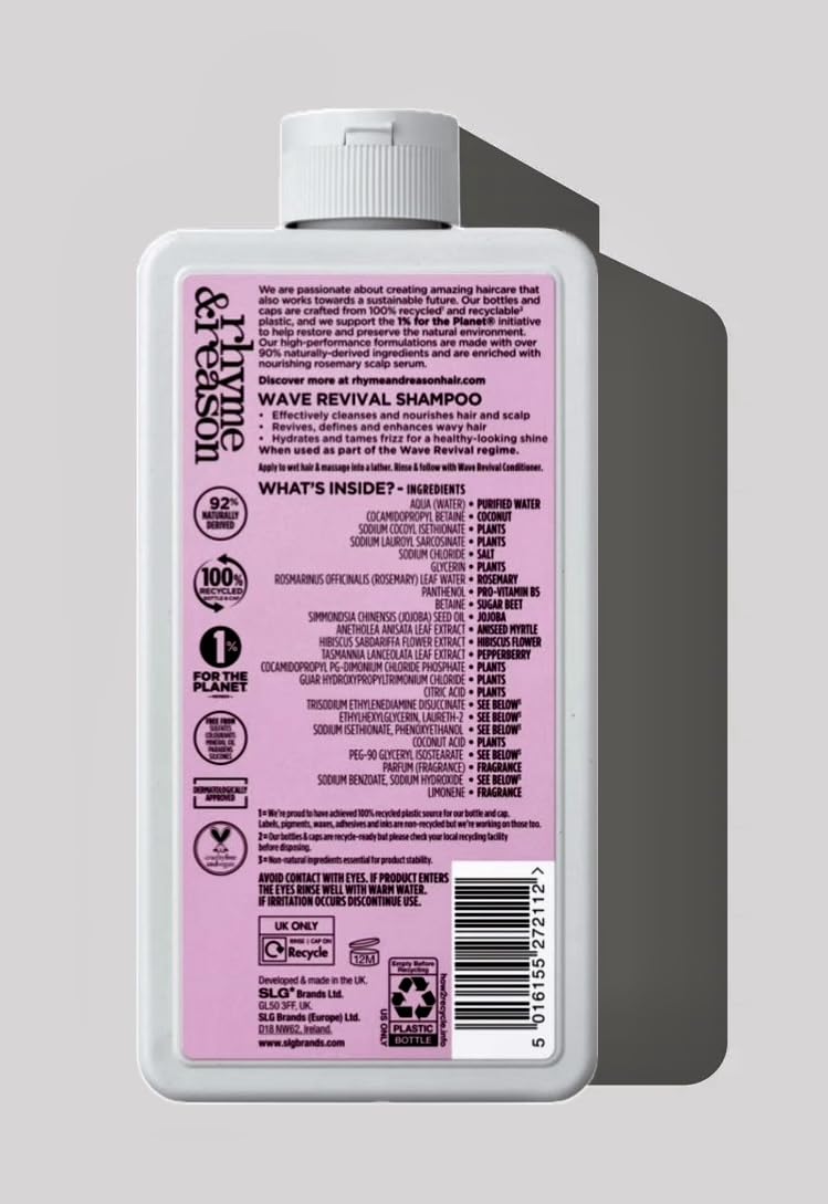 Rhyme & Reason Wave Revival Shampoo & Conditioner SET. 13 Fl. Oz. Each Bottle. To Define & Enhance Wavy Hair. Vegan Cruelty Free., White