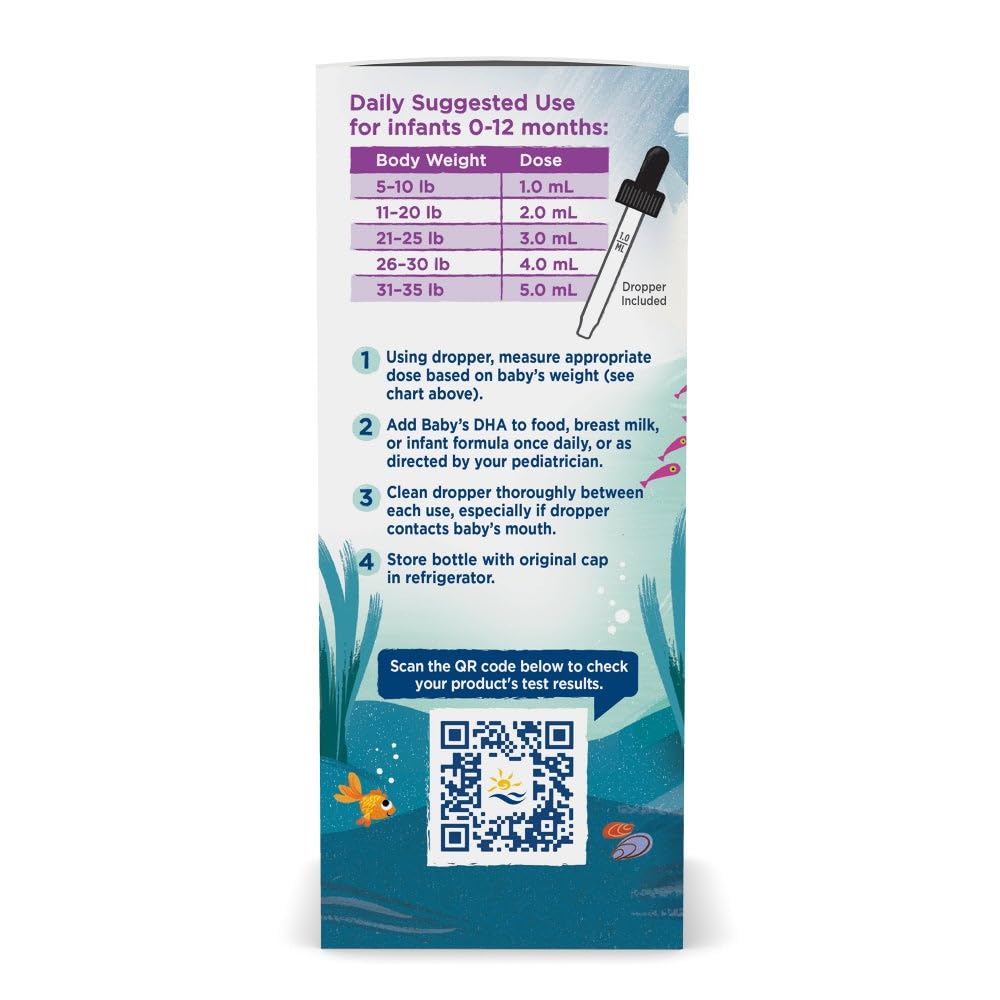 Nordic Naturals Baby’s DHA, Unflavored - 2 oz - 1050 mg Omega-3 + 300 IU Vitamin D3 - Supports Brain, Vision & Nervous System Development in Babies - Non-GMO - Servings May Vary