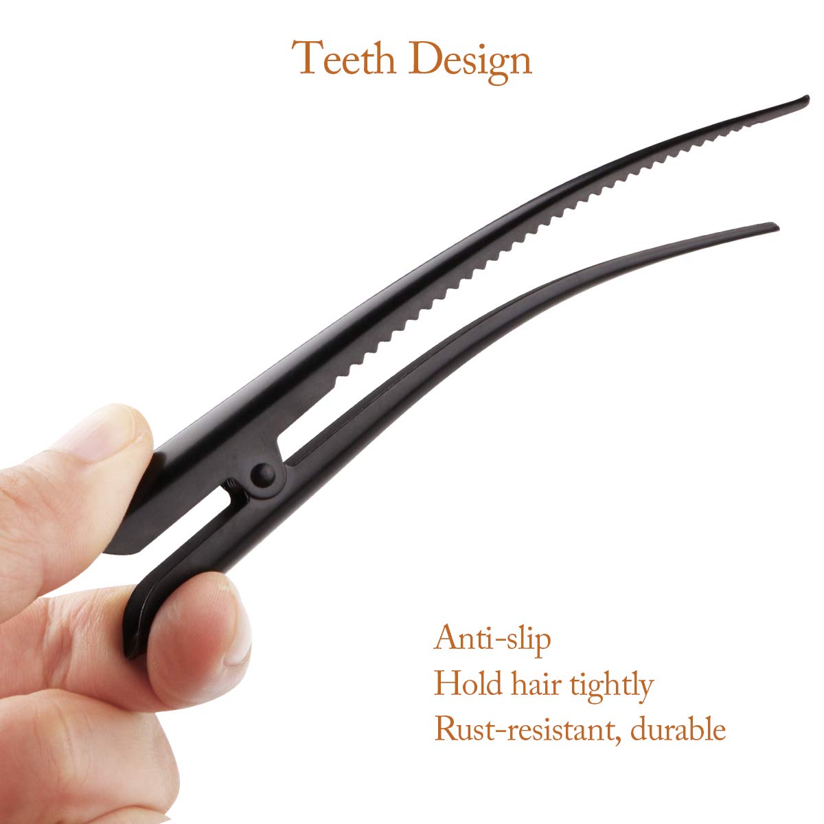 Large Long Alligator Hair Clips for Styling Salon Sectioning, GLAMFIELDS 5 inch Rust-Proof Durable Non-Slip Duckbill Metal Clips for Women Thick and Thin Hair (6 Pack) Black