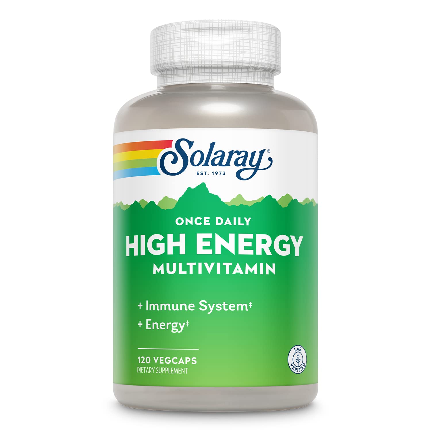 SOLARAY Once Daily High Energy Multivitamin for Women and Men - Energy Supplements - Immune Support w/Vitamin C, A, D and E, Vitamin B Complex, Trace Minerals, 60-Day Guarantee, 120 Serv, 120 VegCaps